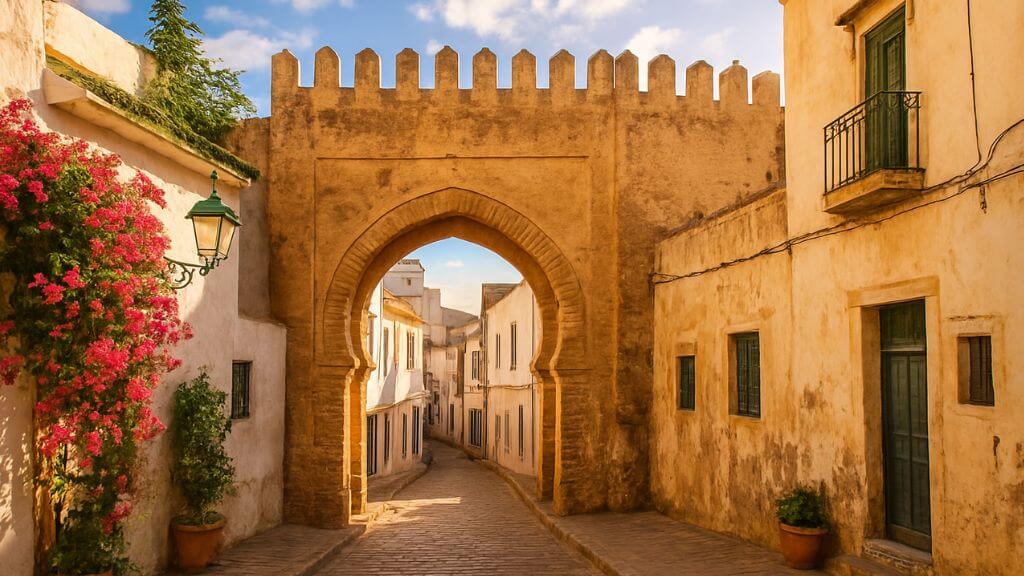Inside the Hercules Caves in Tangier with the Africa-shaped opening facing the ocean