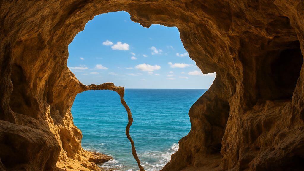 Sea view from the cliffs near Café Hafa overlooking the horizon in Tangier